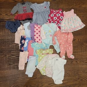 21 piece NB-3M baby girl summer bundle